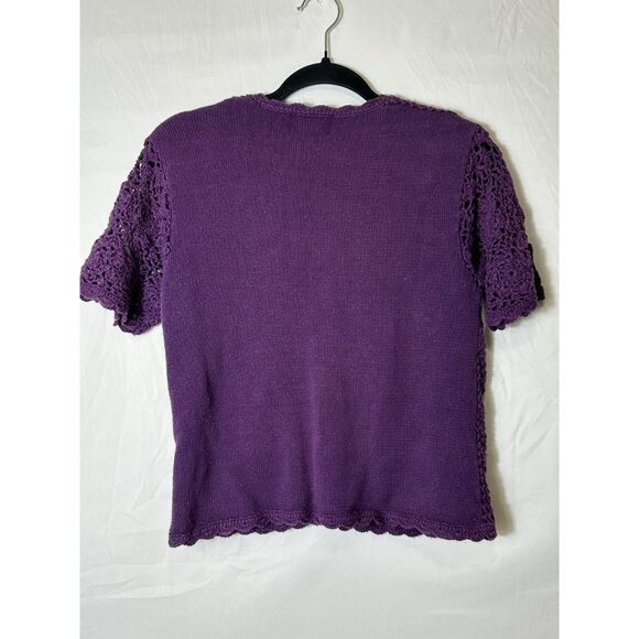 Requirements Women's Vintage Small Cropped Button Up Crocheted Sweater, Size M - Picture 3 of 3